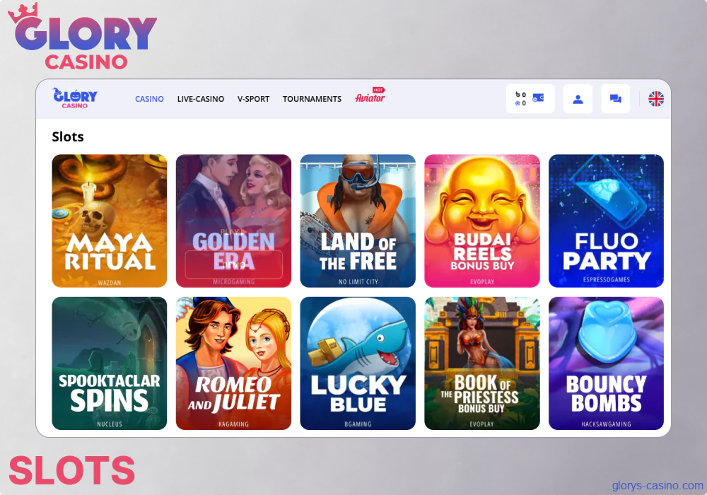 Slot games available in Glory Casino Pakistan